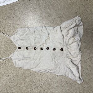 Beige Button-Down Ruffle Dress